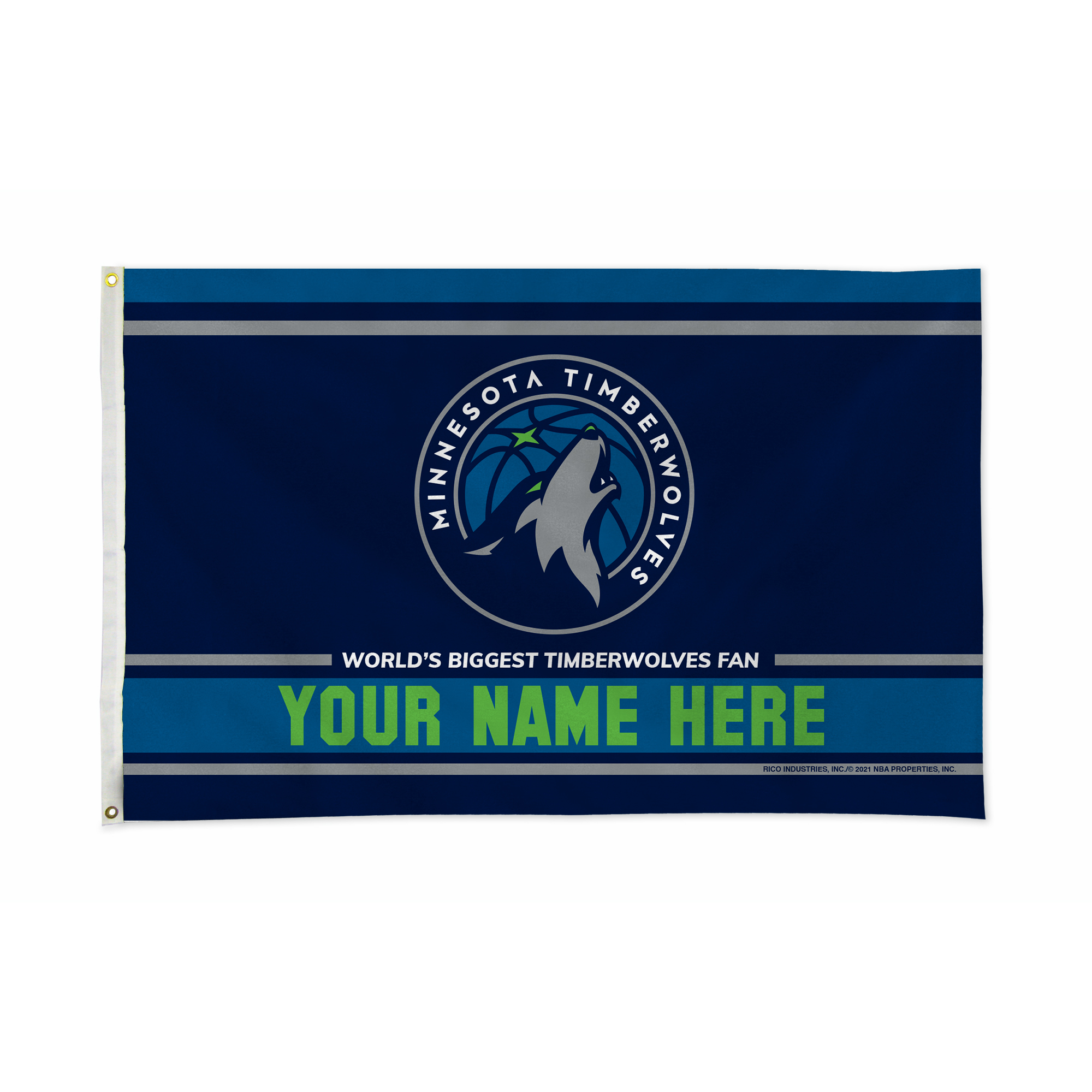Rico Industries NBA Basketball Minnesota Timberwolves  Personalized 3' x 5' Banner Flag