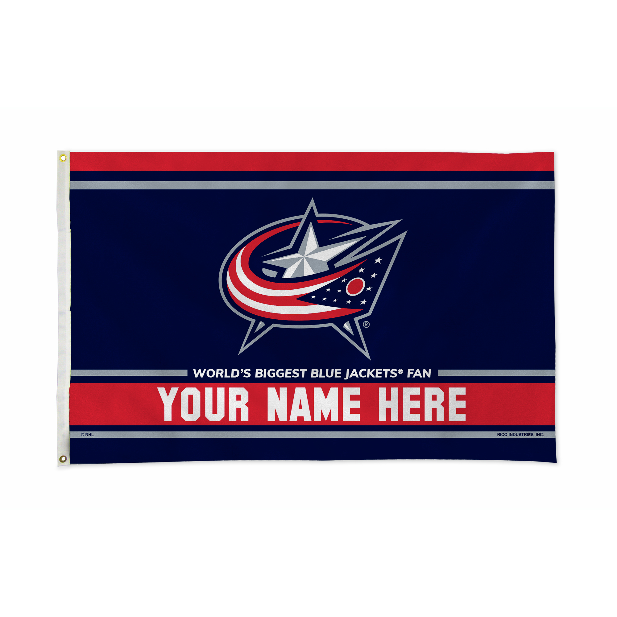 Rico Industries NHL Hockey Columbus Blue Jackets  Personalized 3' x 5' Banner Flag