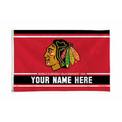 Rico Industries NHL Hockey Chicago Blackhawks  Personalized 3' x 5' Banner Flag