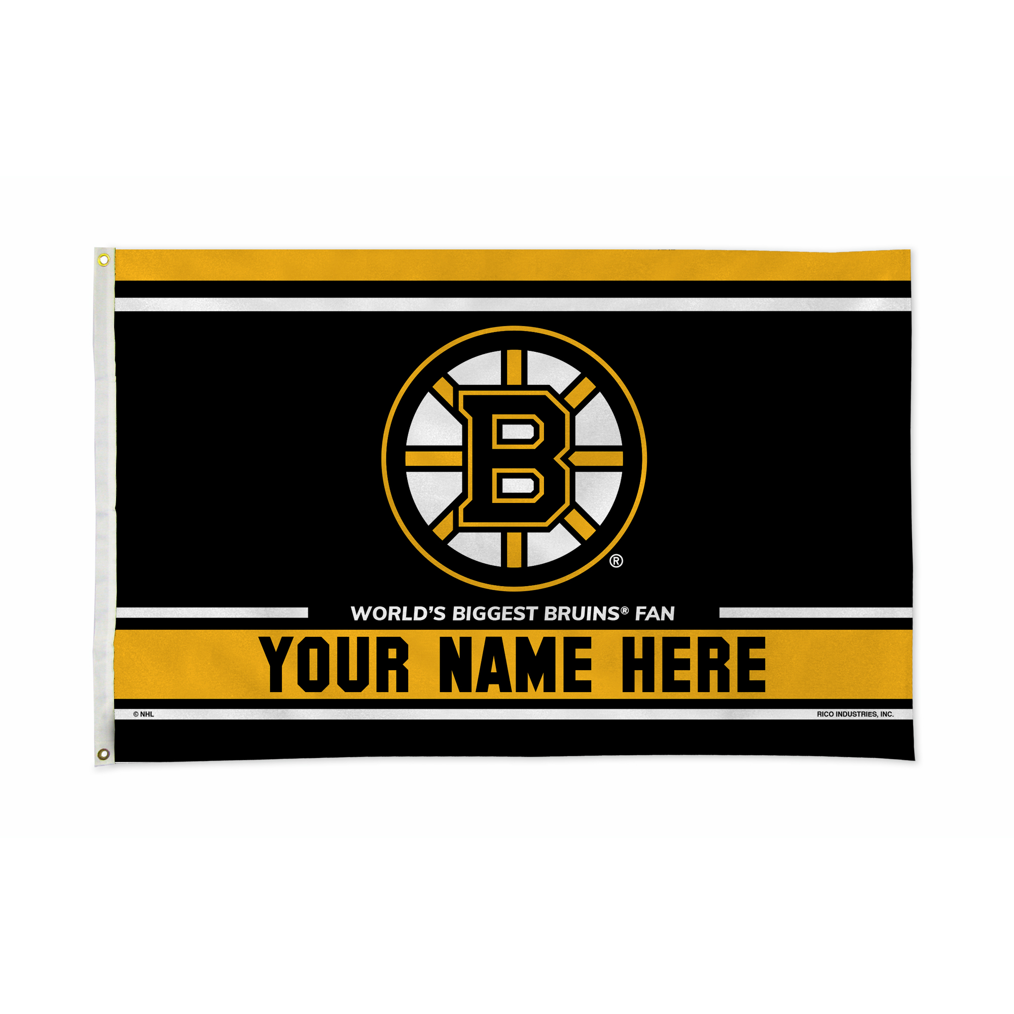 Rico Industries NHL Hockey Boston Bruins  Personalized 3' x 5' Banner Flag
