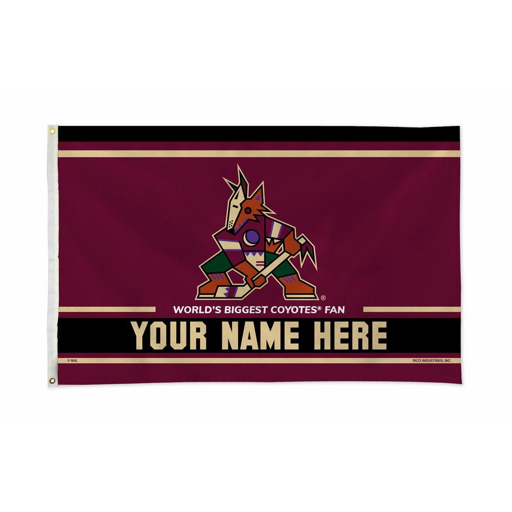 Rico Industries NHL Hockey Arizona Coyotes  Personalized 3' x 5' Banner Flag