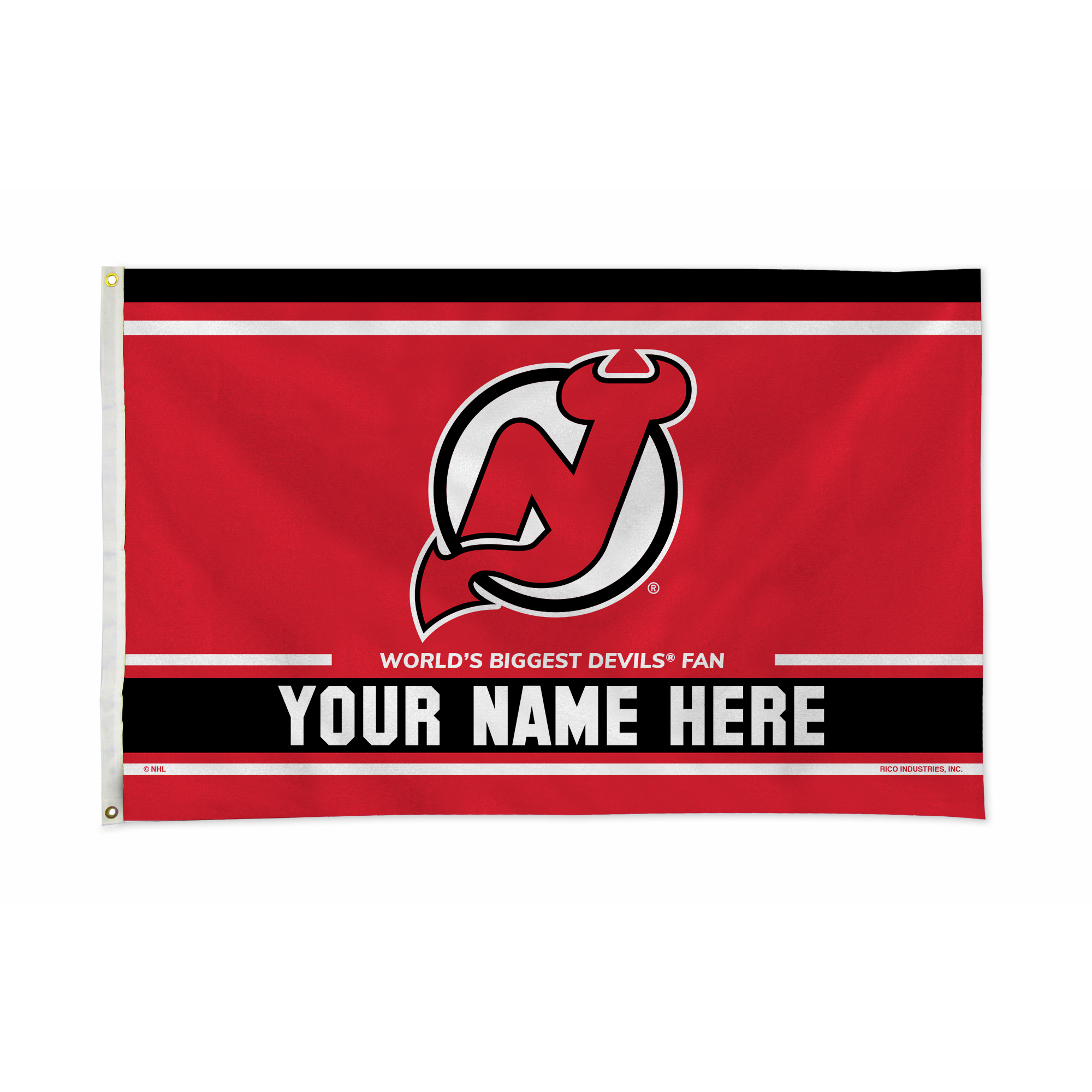 Rico Industries NHL Hockey New Jersey Devils  Personalized 3' x 5' Banner Flag