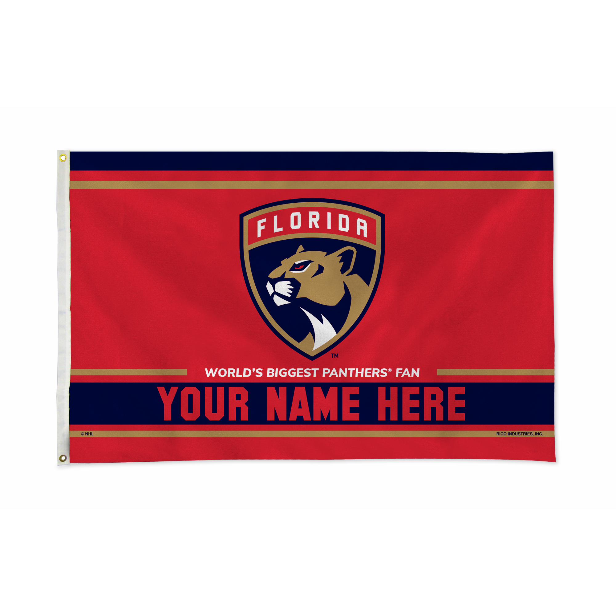 Rico Industries NHL Hockey Florida Panthers  Personalized 3' x 5' Banner Flag