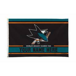 Rico Industries NHL Hockey San Jose Sharks  Personalized 3' x 5' Banner Flag