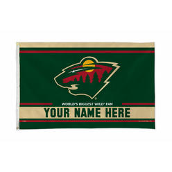 Rico Industries NHL Hockey Minnesota Wild  Personalized 3' x 5' Banner Flag