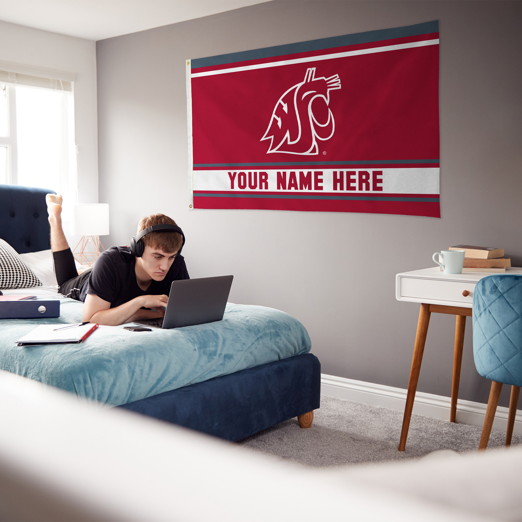 Rico Industries NCAA  Washington State Cougars - WSU  Personalized 3' x 5' Banner Flag