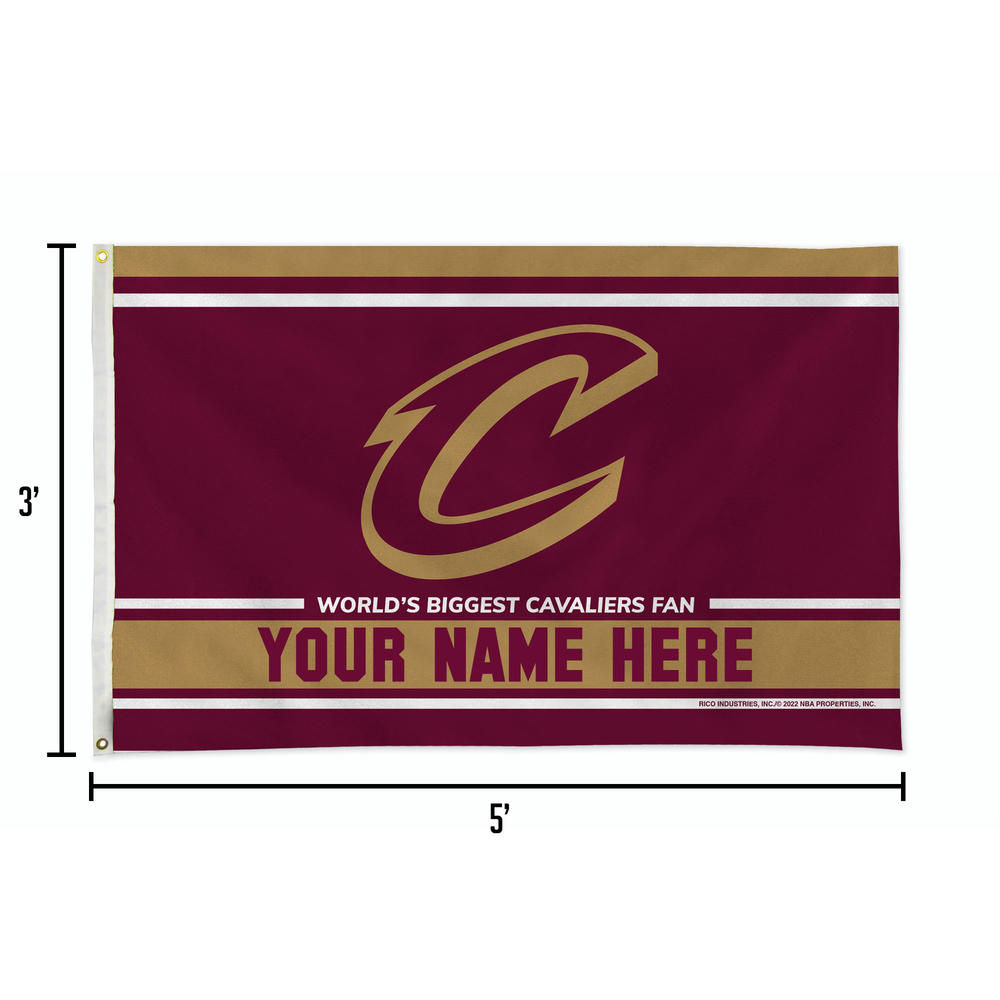 Rico Industries NBA Basketball Cleveland Cavaliers  Personalized 3' x 5' Banner Flag