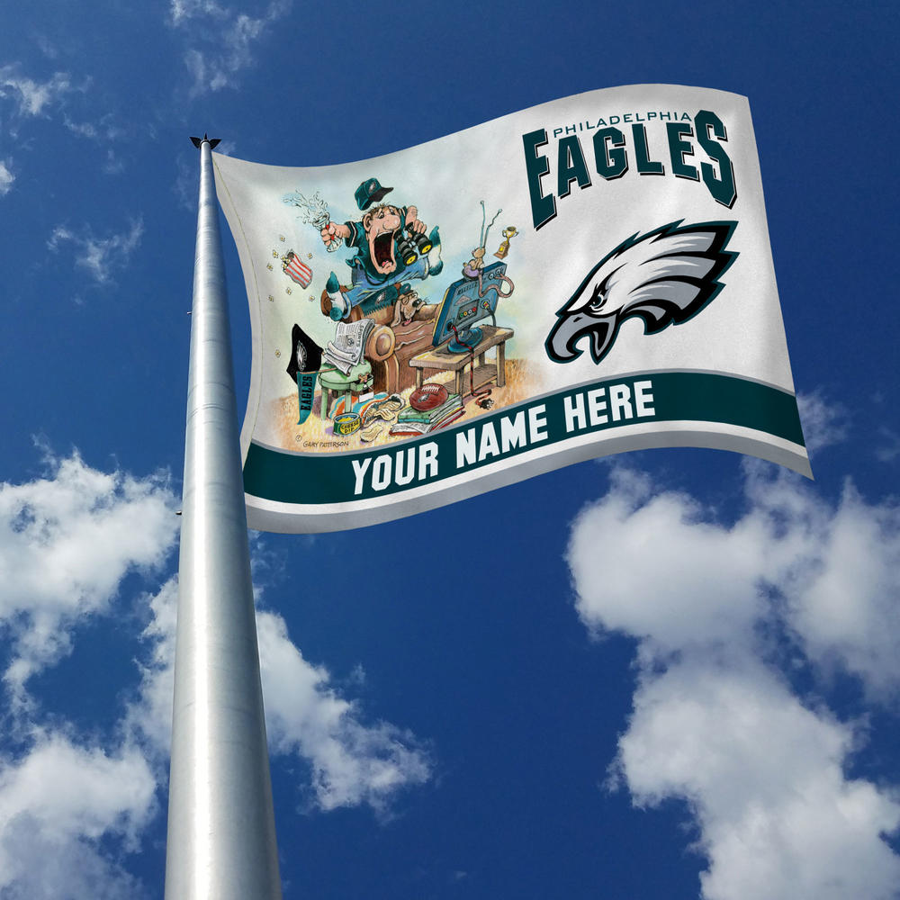 Rico Industries NFL Football Philadelphia Eagles "The Fan" by Gary Patterson Personalized 3' x 5' Banner Flag