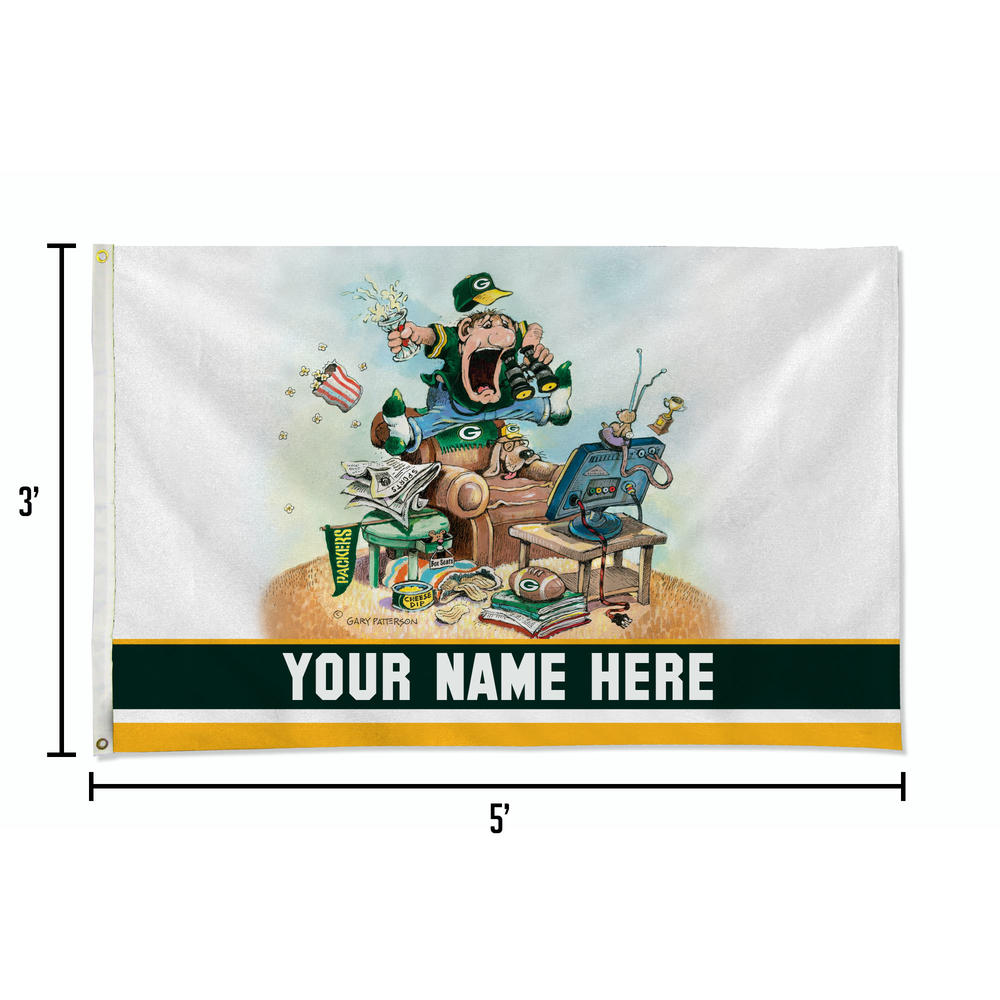 Rico Industries NFL Football Green Bay Packers "The Fan" by Gary Patterson Personalized 3' x 5' Banner Flag