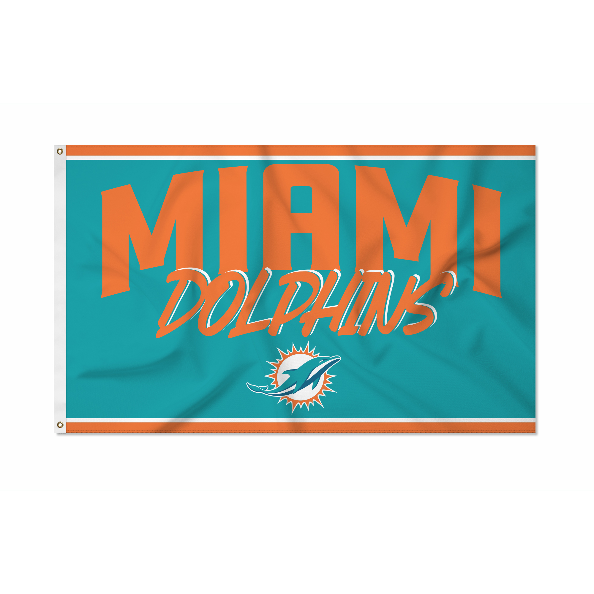 Rico Industries NFL Football Miami Dolphins Script 3' x 5' Banner Flag