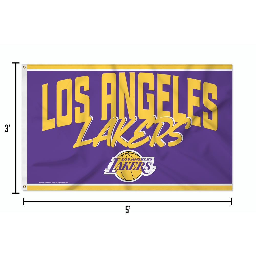 Rico Industries NBA Basketball Los Angeles Lakers Script 3' x 5' Banner Flag