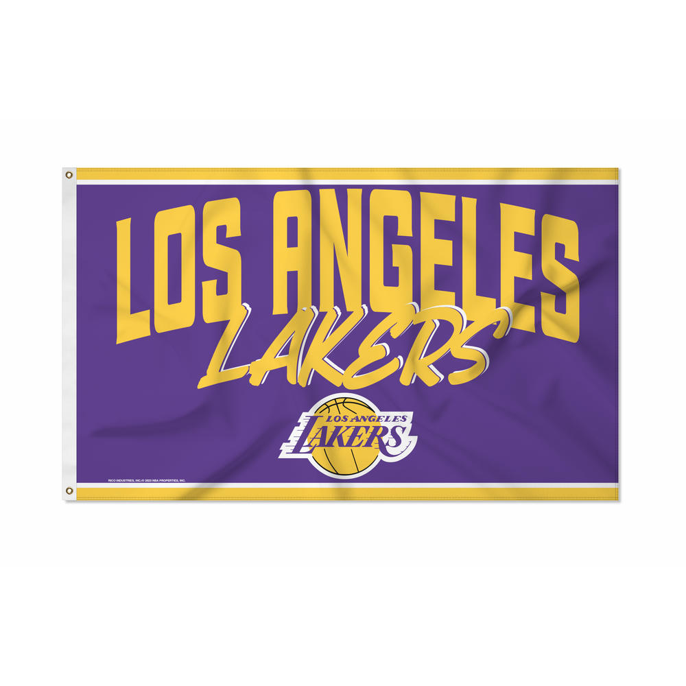 Rico Industries NBA Basketball Los Angeles Lakers Script 3' x 5' Banner Flag