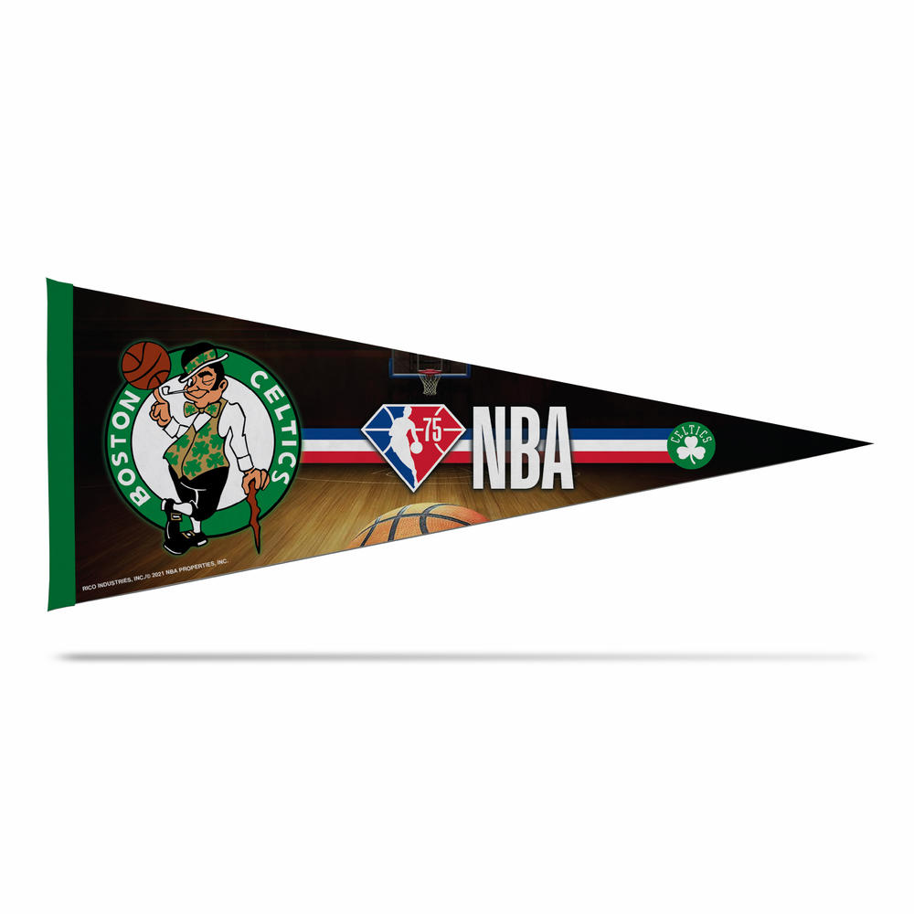 Rico NBA Rico Industries Boston Celtics NBA 75 Soft Felt 12X30 Pennant W/ Header Card