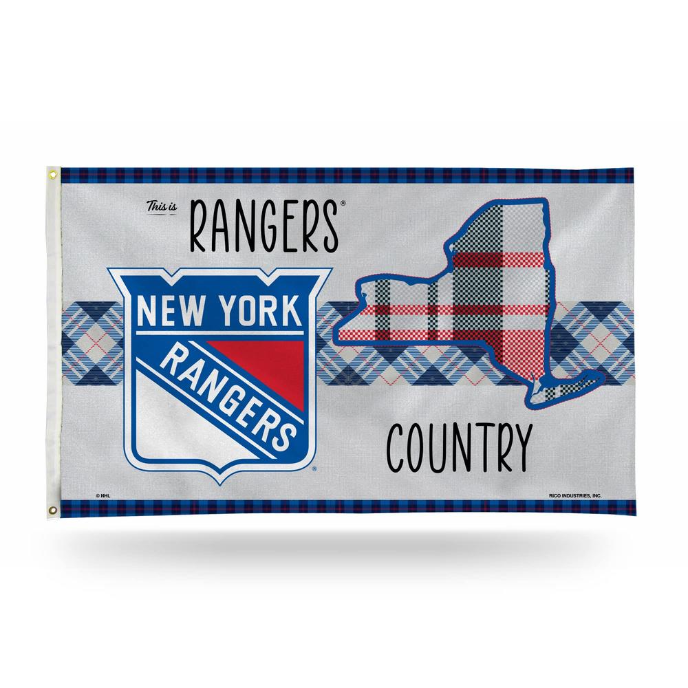 Rico NHL Rico Industries New York Rangers This is Rangers Country - Plaid Design 3' x 5' Banner Flag
