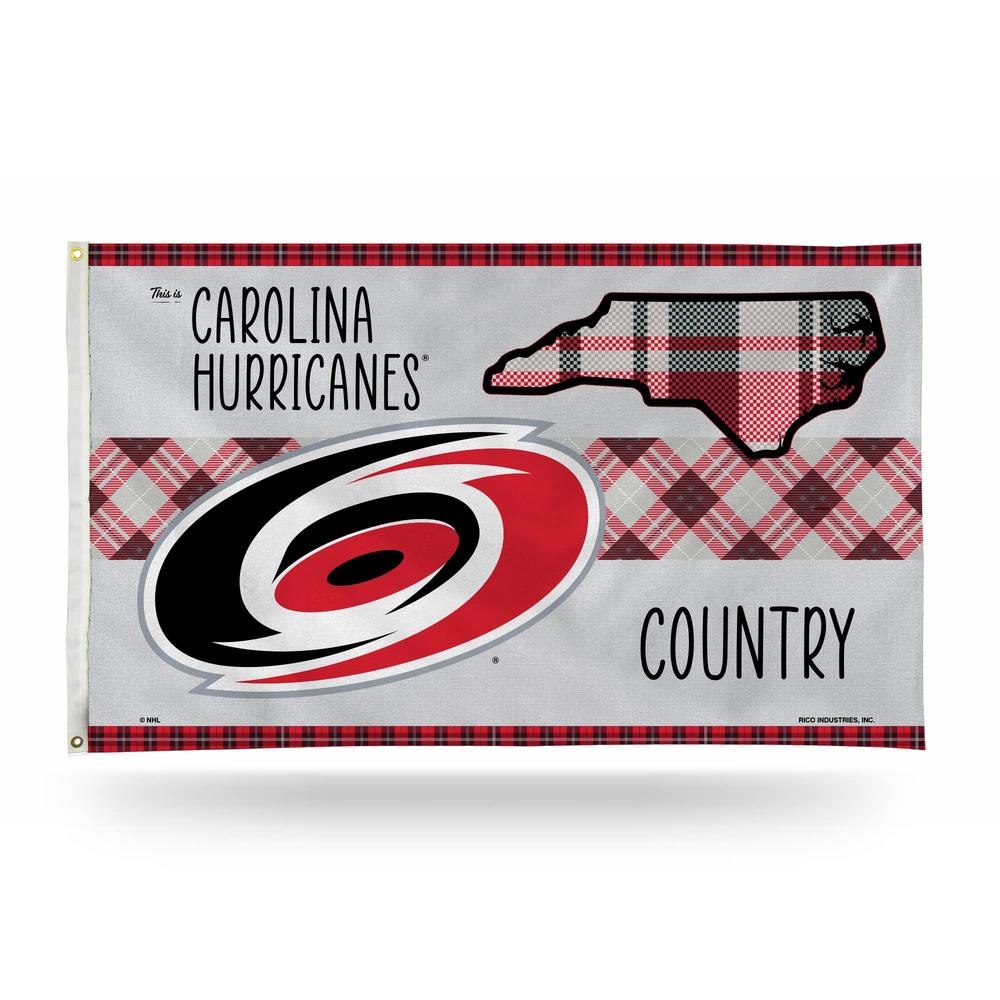 Rico NHL Rico Industries Carolina Hurricanes This is Hurricanes Country - Plaid Design 3' x 5' Banner Flag