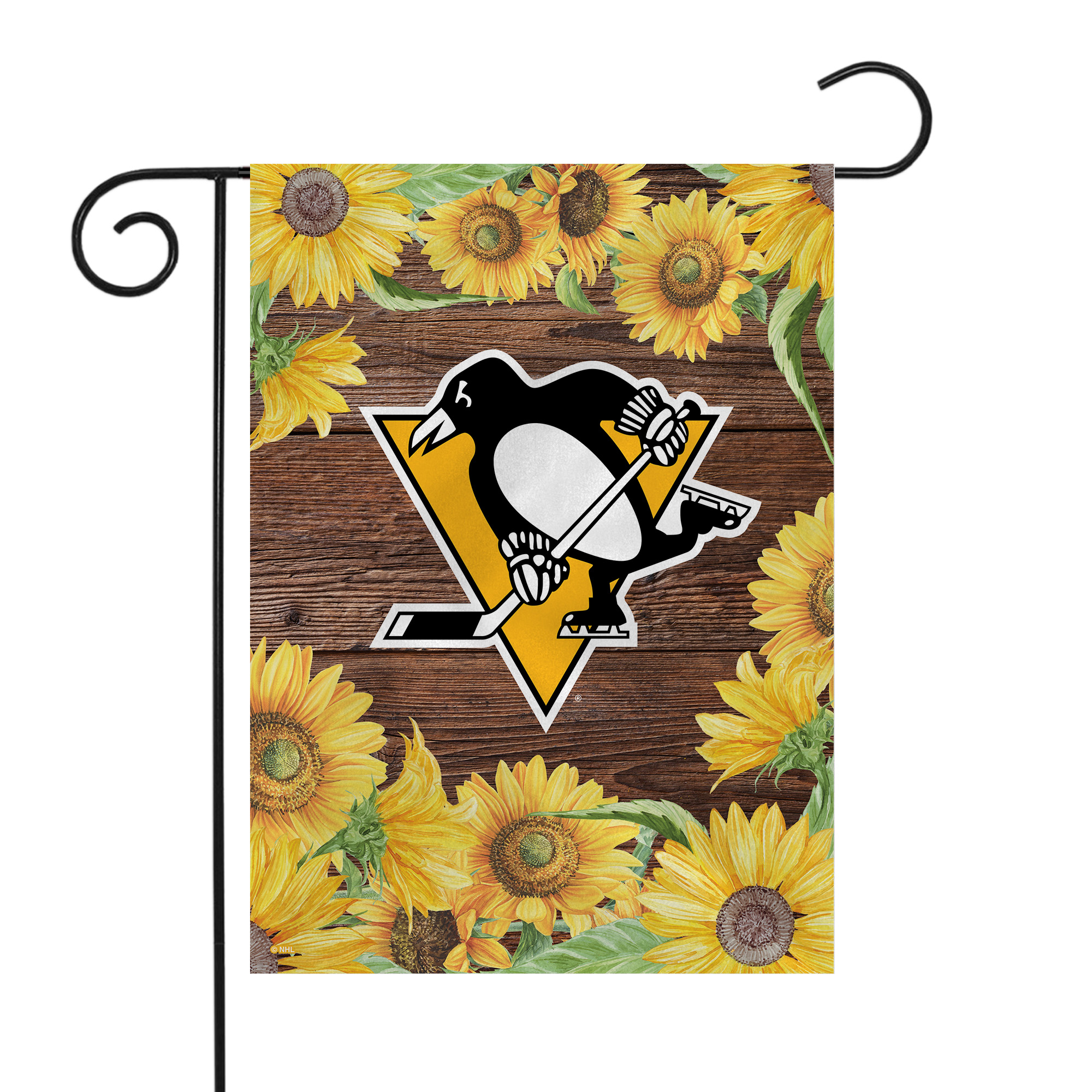 Rico Industries NHL Hockey Pittsburgh Penguins Sunflower Spring Double Sided Garden Flag