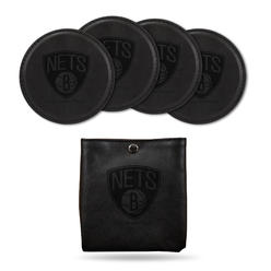 Rico Industries NBA Basketball Brooklyn Nets Black Game Day Laser Engraved Coaster