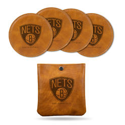 Rico Industries NBA Basketball Brooklyn Nets Brown Laser Engraved Coaster