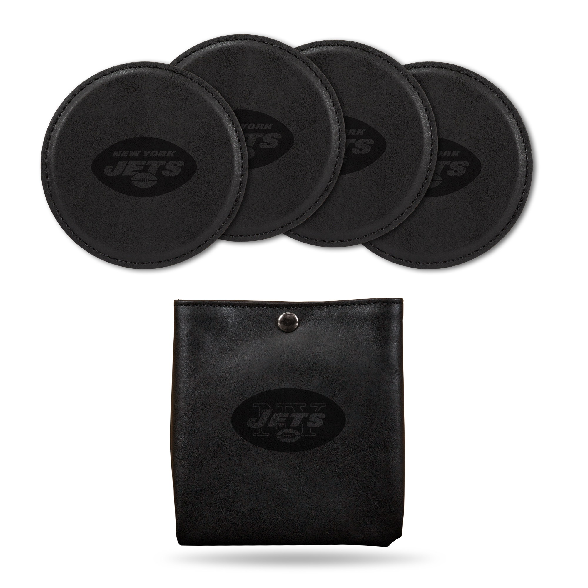 Rico Industries NFL Football New York Jets Black Game Day Laser Engraved Coaster