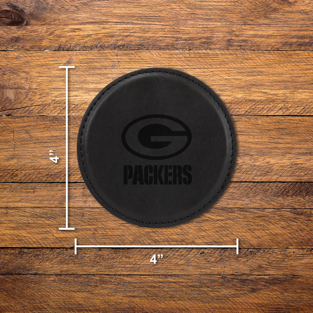 Rico Industries NFL Football Green Bay Packers Black Game Day Laser Engraved Coaster