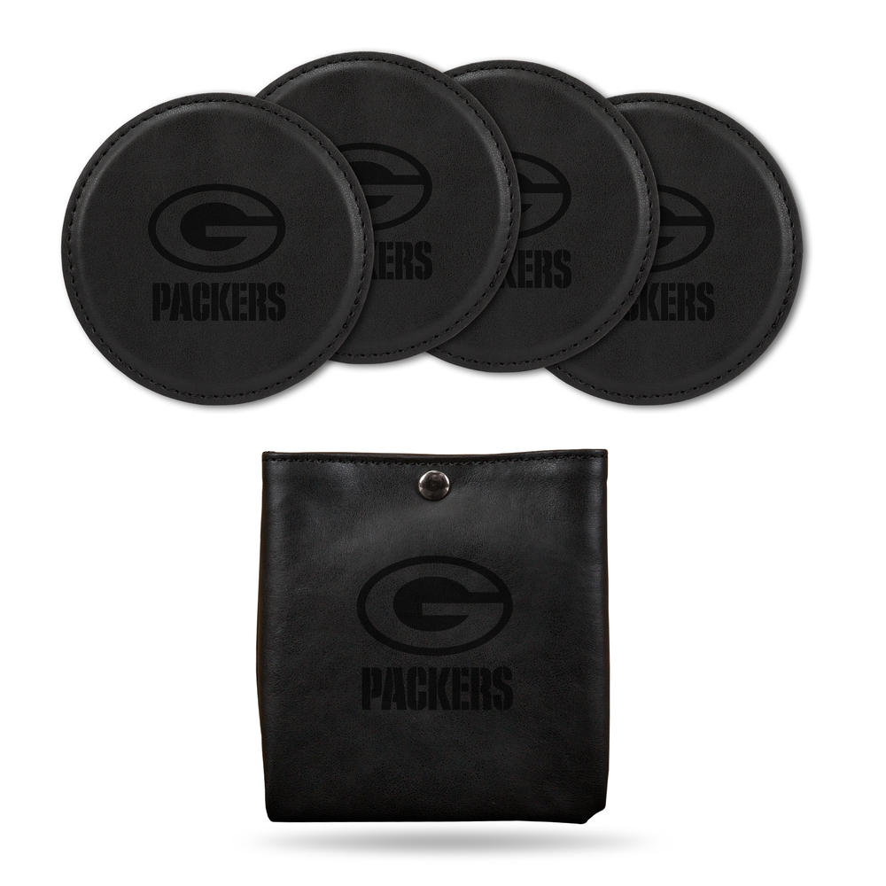 Rico Industries NFL Football Green Bay Packers Black Game Day Laser Engraved Coaster