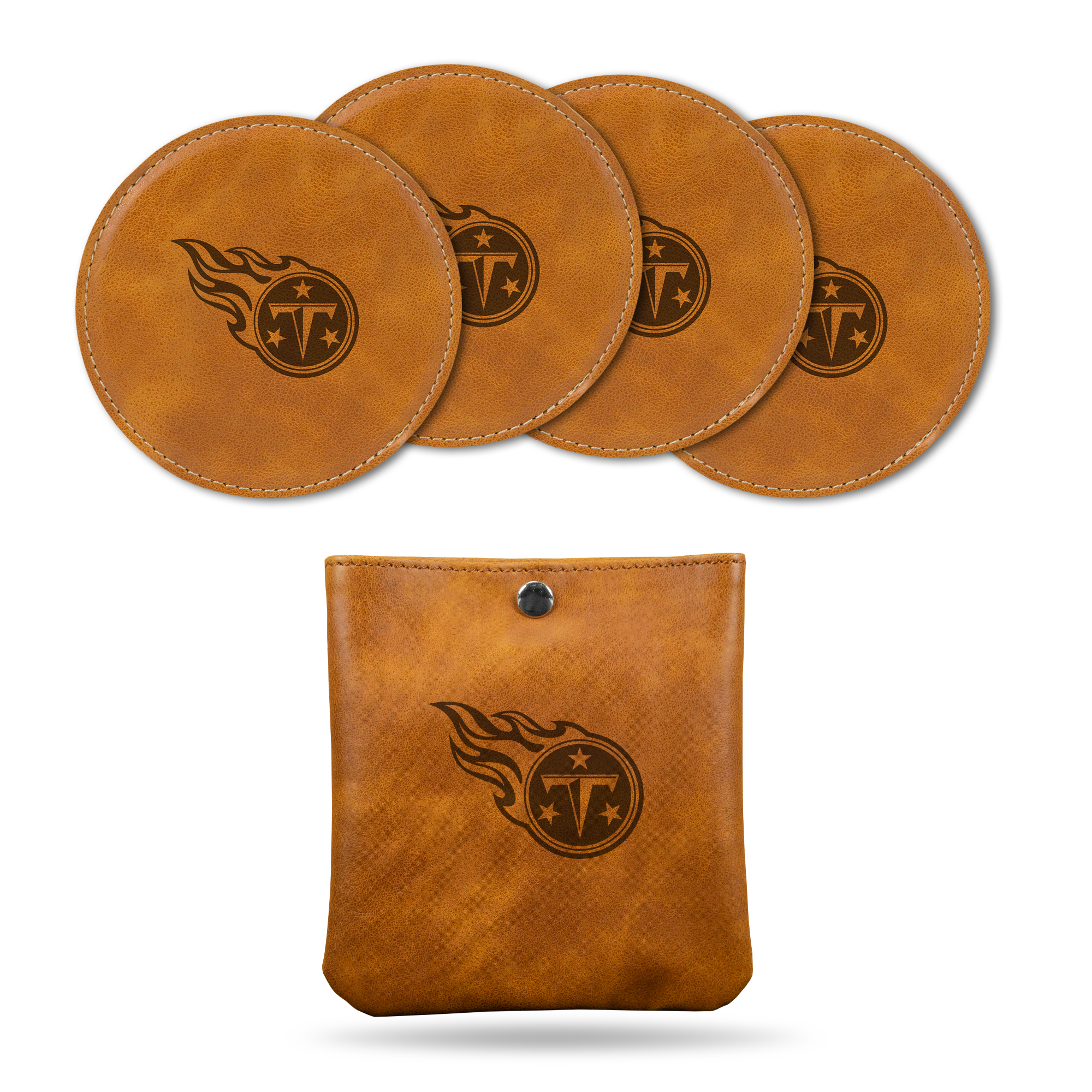 Rico Industries NFL Football Tennessee Titans Brown Laser Engraved Coaster