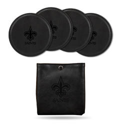 Rico Industries NFL Football New Orleans Saints Black Game Day Laser Engraved Coaster