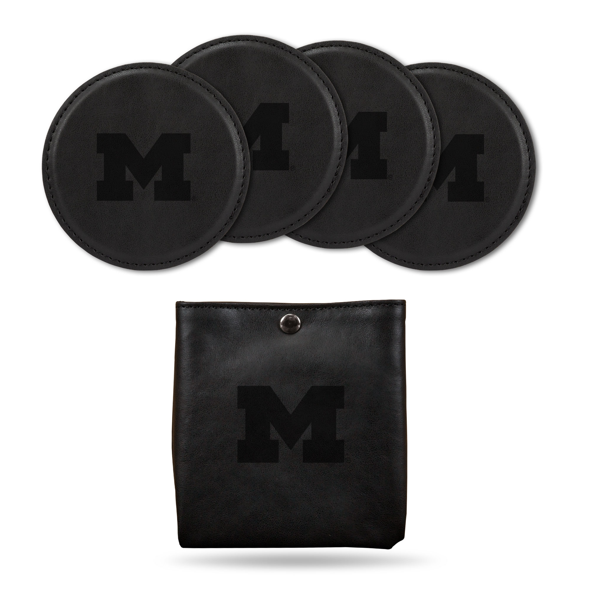 Rico Industries NCAA  Michigan Wolverines Black Game Day Laser Engraved Coaster