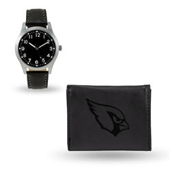 Rico NFL Black Generic Watch and Team Logo Tri-Fold Wallet  Arizona Cardinals