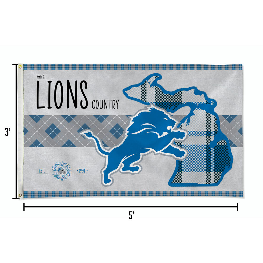 Rico Industries NFL Football Detroit Lions This is Lions Country 3' x 5' Banner Flag