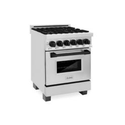 Zline Kitchen and Bath ZLINE Autograph Edition 24" 2.8 cu. ft. Dual Fuel Range with Gas Stove and Electric Oven in Stainless Steel with Matte Black Acc