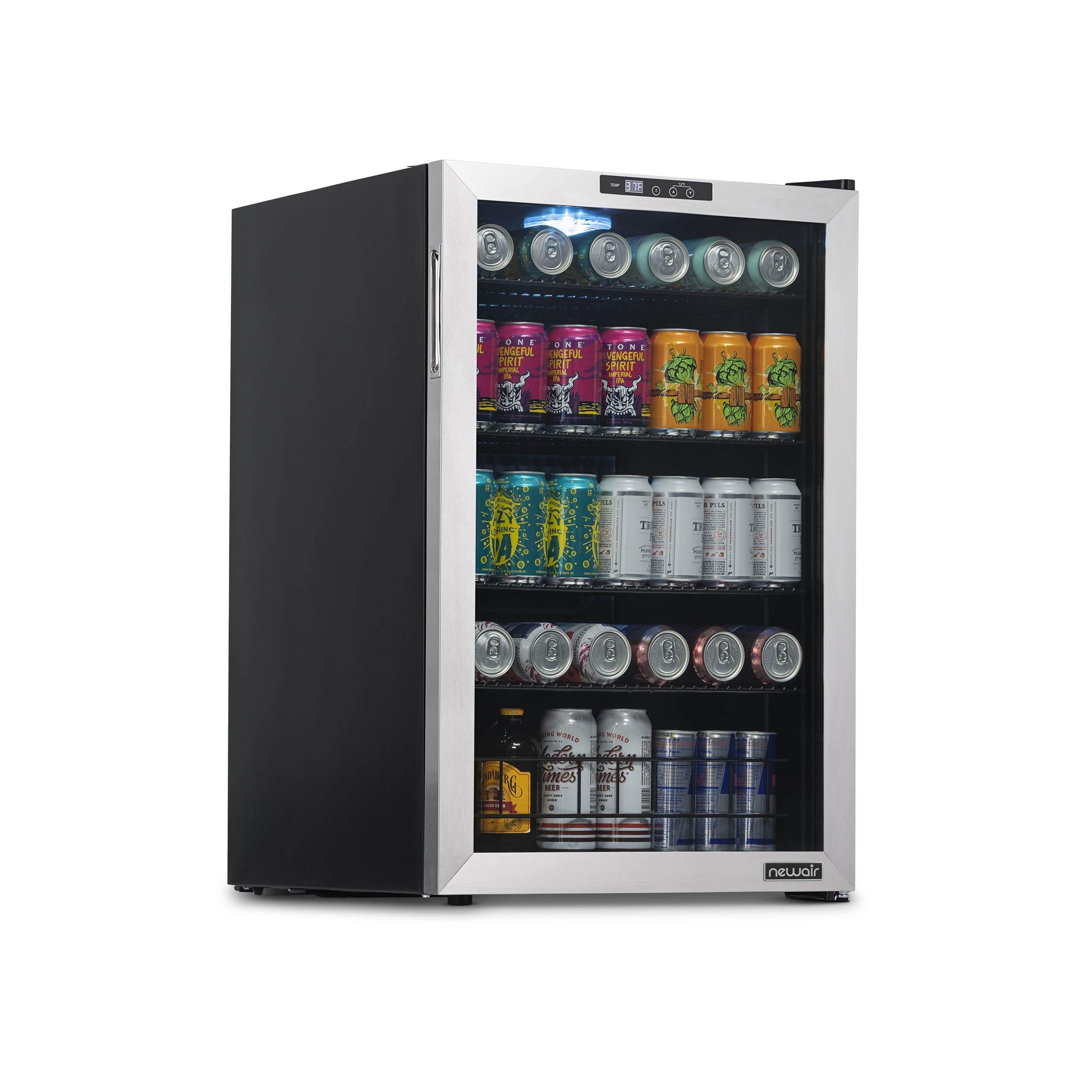 NewAir  160 Can Freestanding Beverage Fridge in Stainless Steel with SplitShelf™ and Precision Digital Thermostat