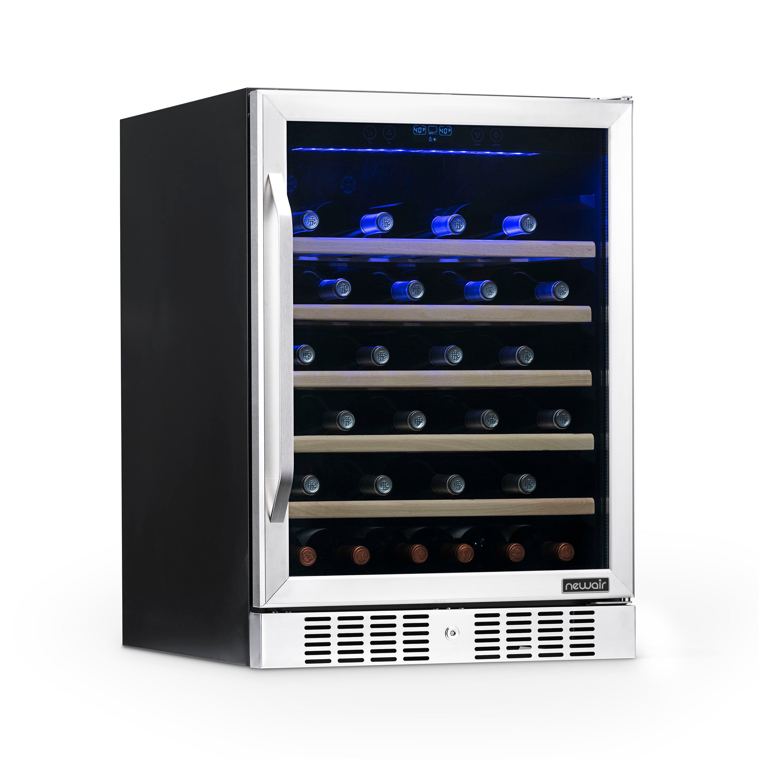 NewAir  24" Built-In 52 Bottle Compressor Wine Fridge in Stainless Steel with Precision Digital Thermostat
