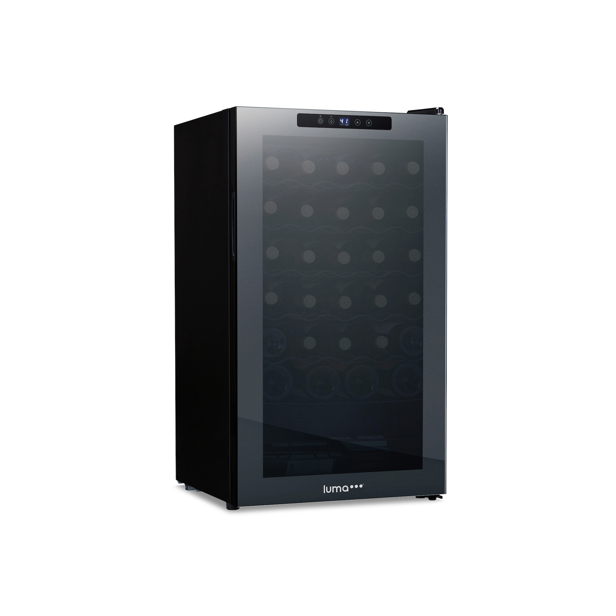 Photo 1 of * MAJOR DAMAGE* Luma Shadow Series Wine Cooler Refrigerator 34 Bottle, Freestanding Mirrored Wine Fridge with Double-Layer Tempered Glass