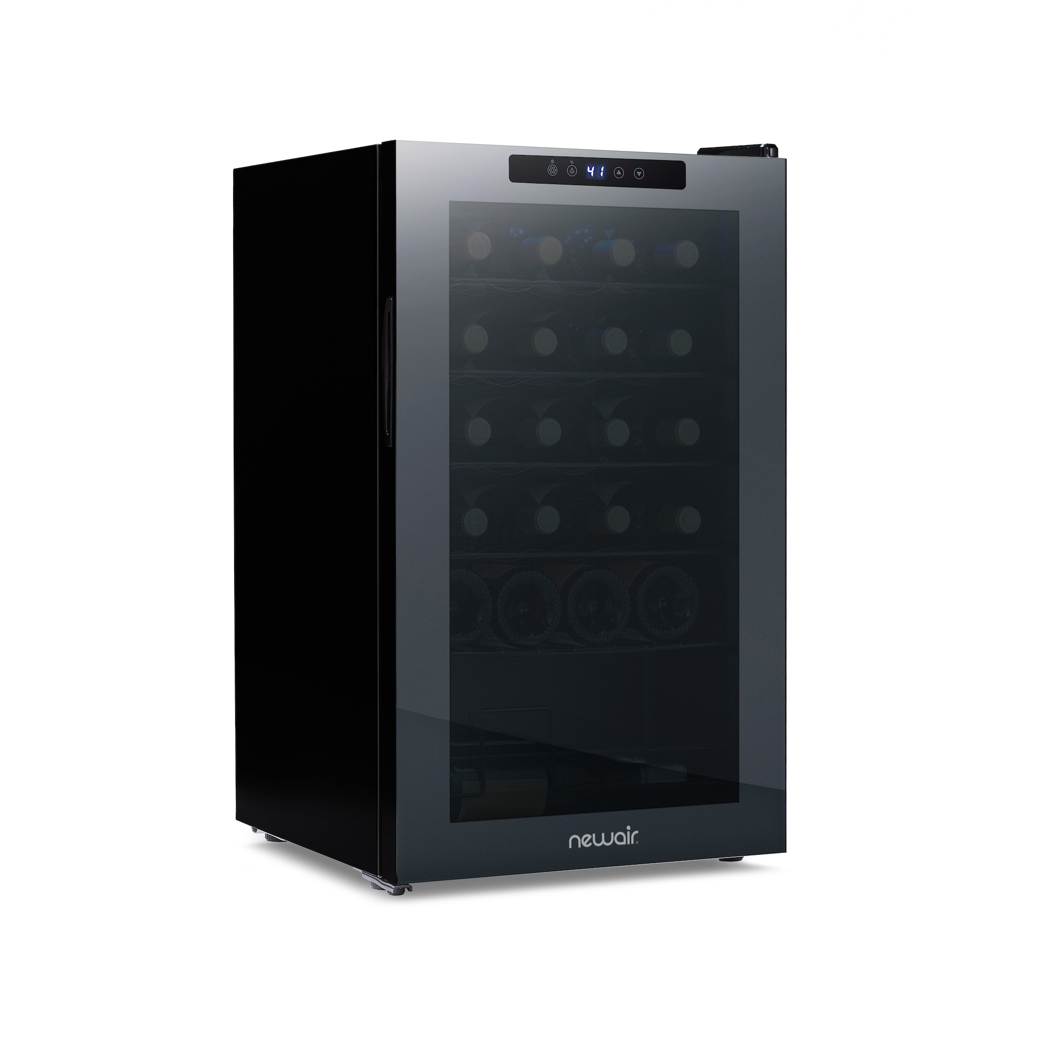 NewAir Shadowᵀᴹ Series Wine Cooler Refrigerator 24 Bottle, Freestanding Mirrored Wine Fridge with Double-Layer Tempered Glass