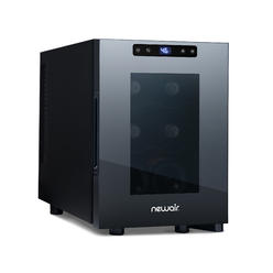 NewAir Shadow-Tᵀᴹ Series Wine Cooler Refrigerator, 6 Bottle Countertop Mirrored Compact Wine Cellar with Triple-Layer Tempered 