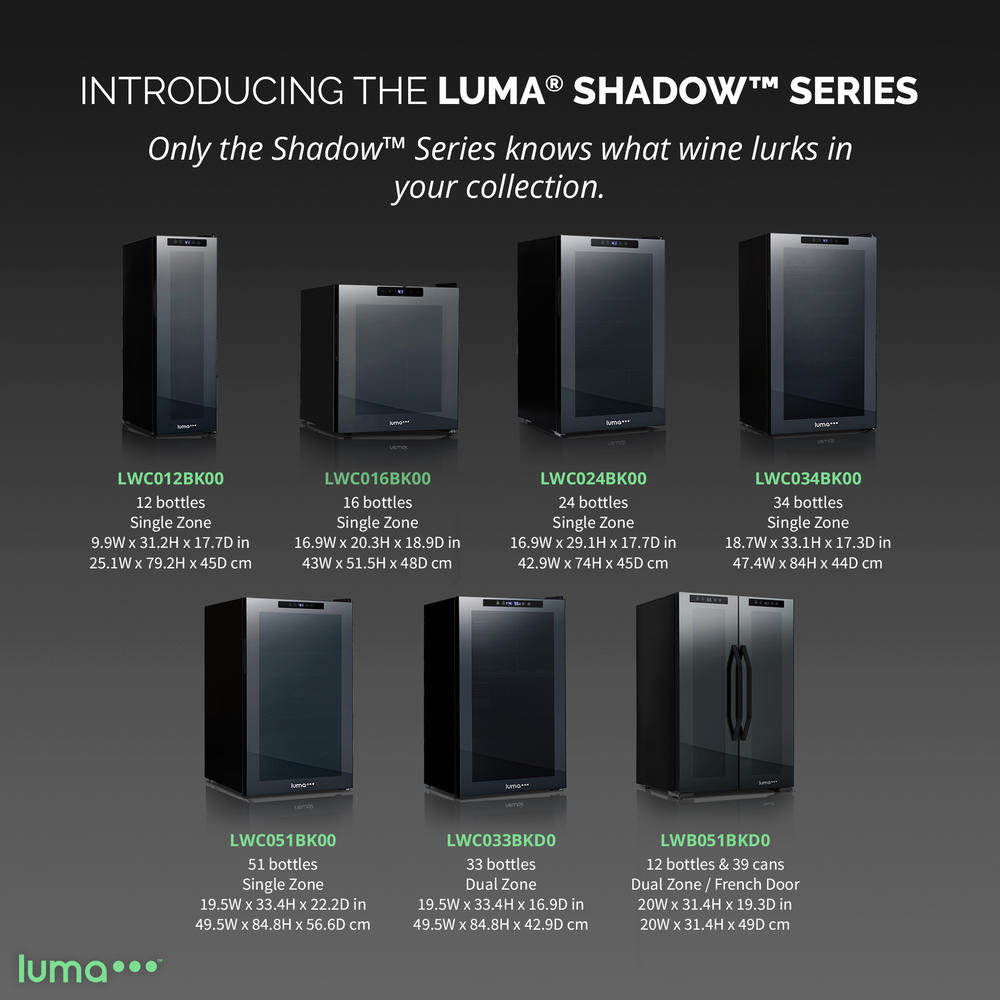 Luma Shadow Series Wine Cooler Refrigerator 33 Bottle Dual Temperature Zones, Freestanding Mirrored Wine Fridge