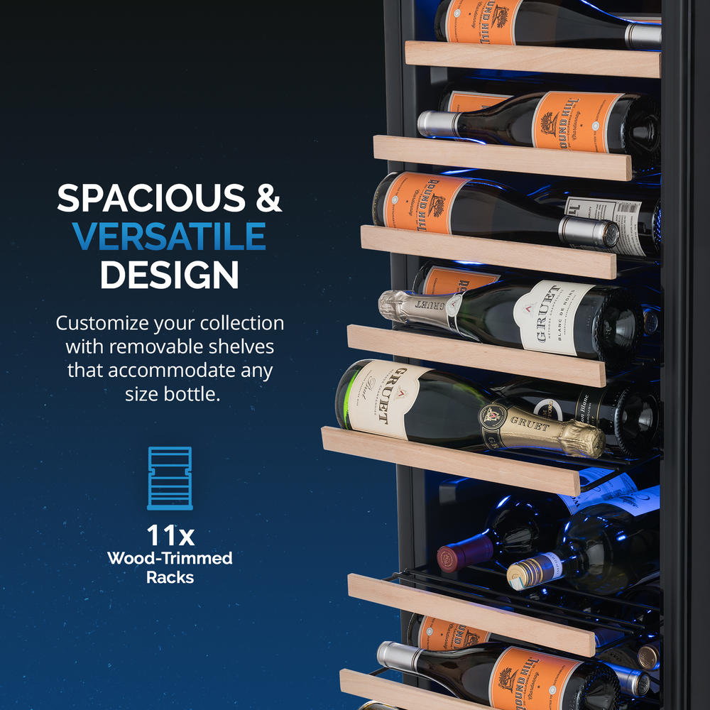Newair Shadow Series Wine Cooler Refrigerator 62 Bottle, Freestanding Mirrored Wine Fridge with Double-Layer Tempered Glass Door