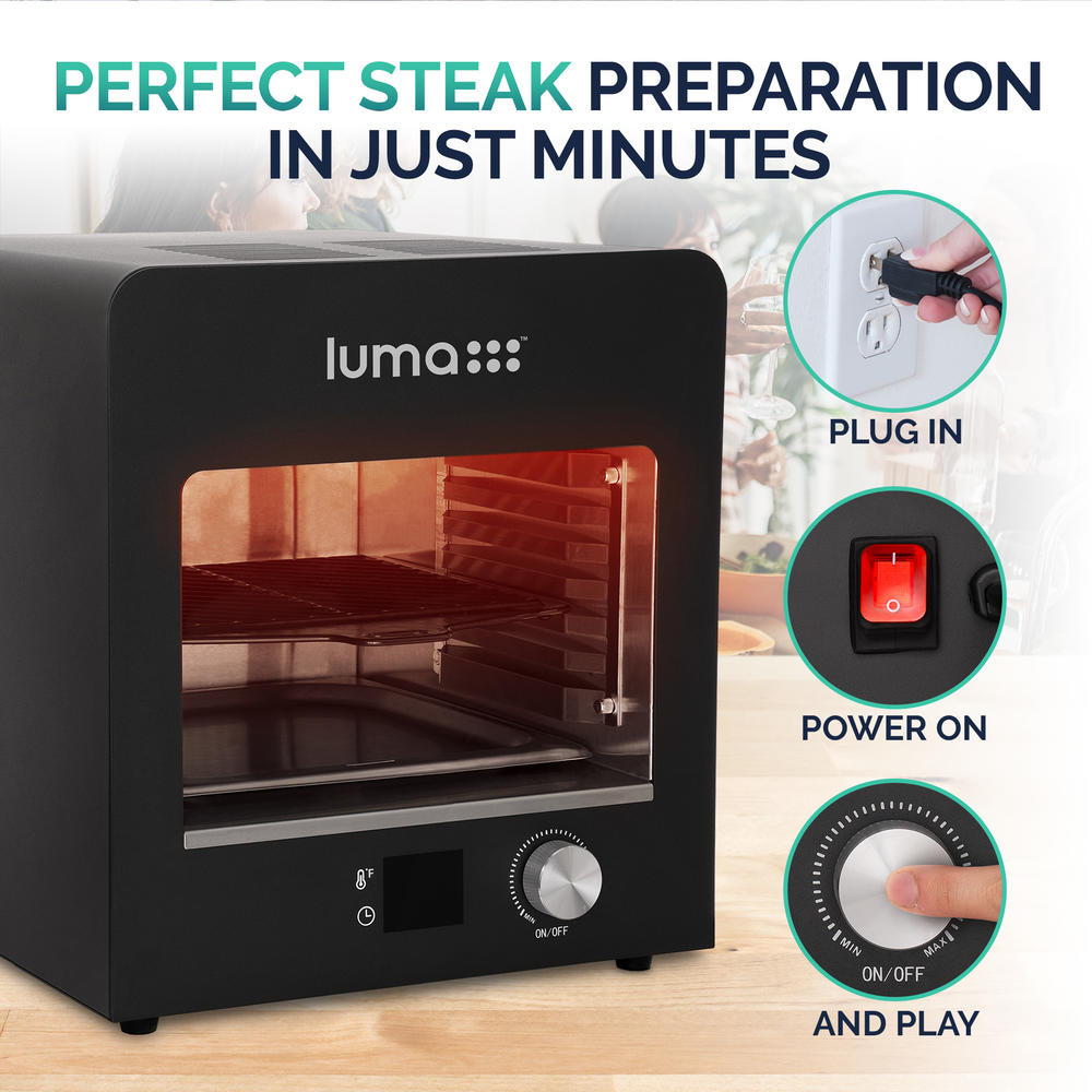 Luma Electric Steak Grill, Portable Indoor Countertop Oven with Griddle, Smokeless Electric Infrared Grill, Heats up to 1450F