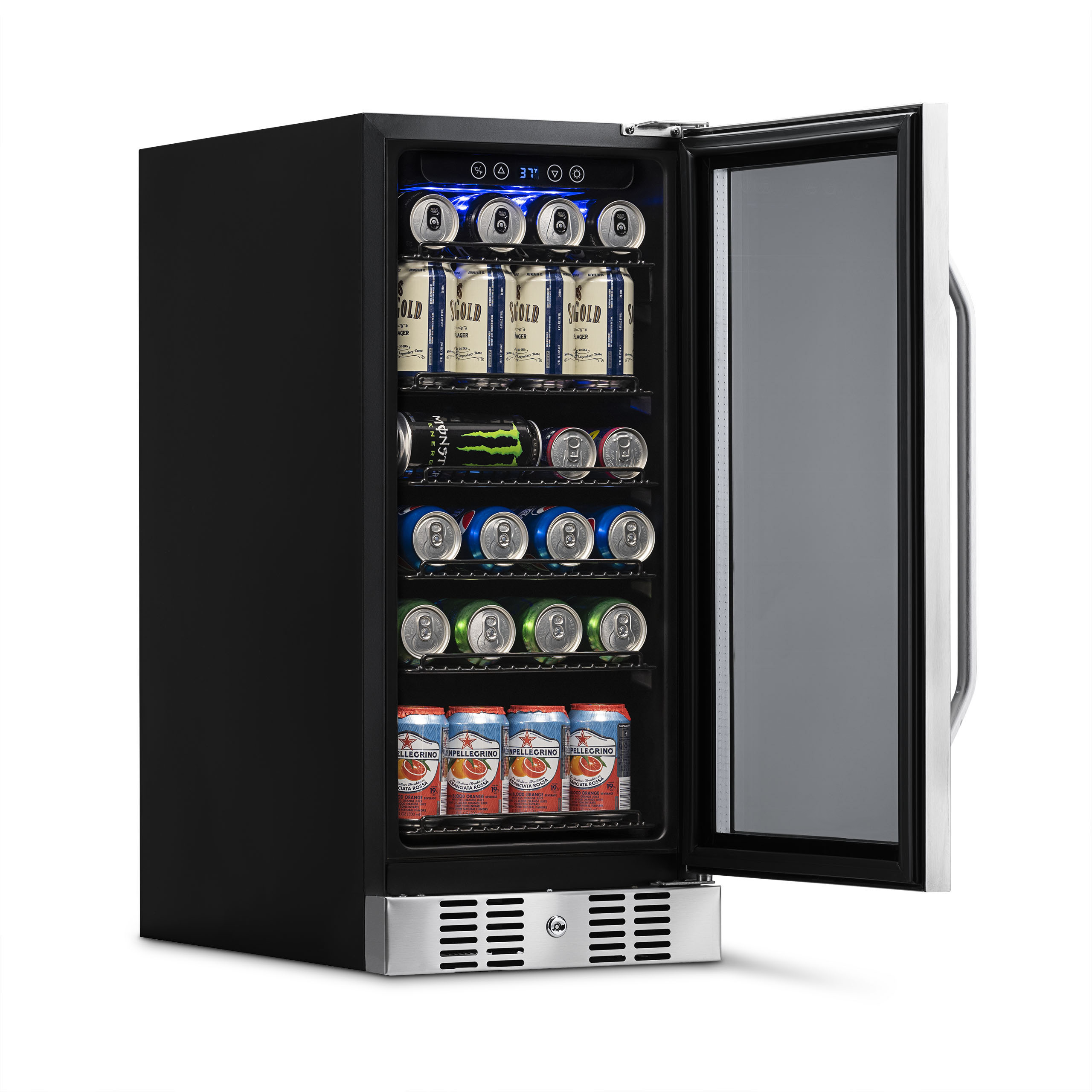 Newair 15" Built-in 96 Can Beverage Fridge in Stainless Steel with Precision Temperature Controls and Adjustable Shelves