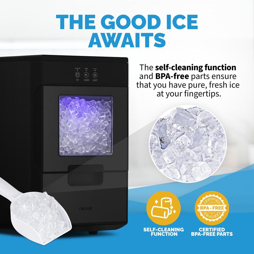 Newair 44lb. Nugget Countertop Ice Maker with Self-Cleaning Function, Refillable Water Tank, Perfect for Kitchens, Offices, Home