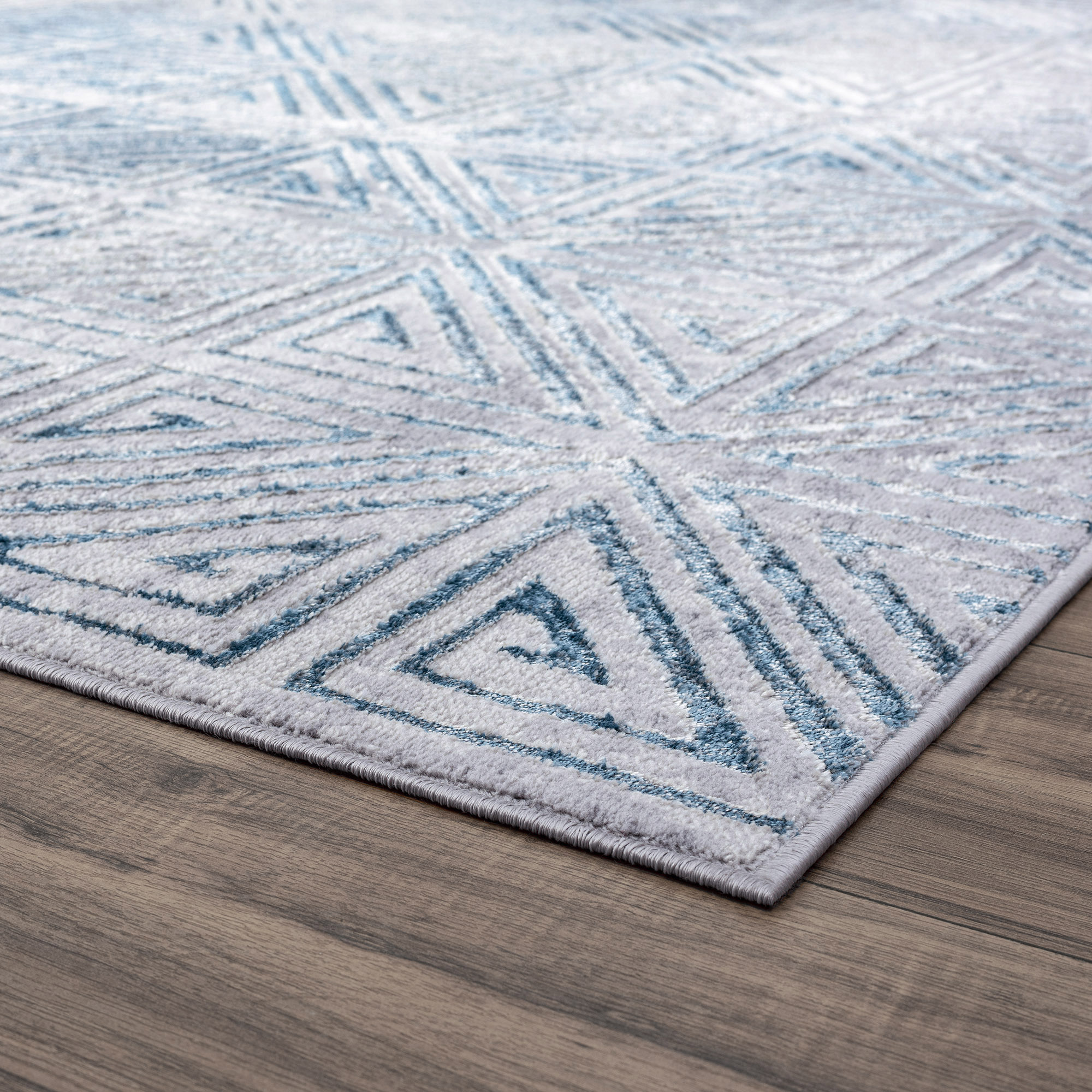 Tayse Rugs Avery Contemporary Abstract Blue Scatter Mat Rug