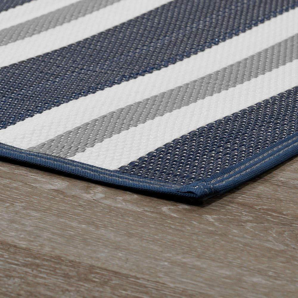 Tayse Rugs Seattle Contemporary Stripes Navy Rectangle Area Rug, 9' x 12'