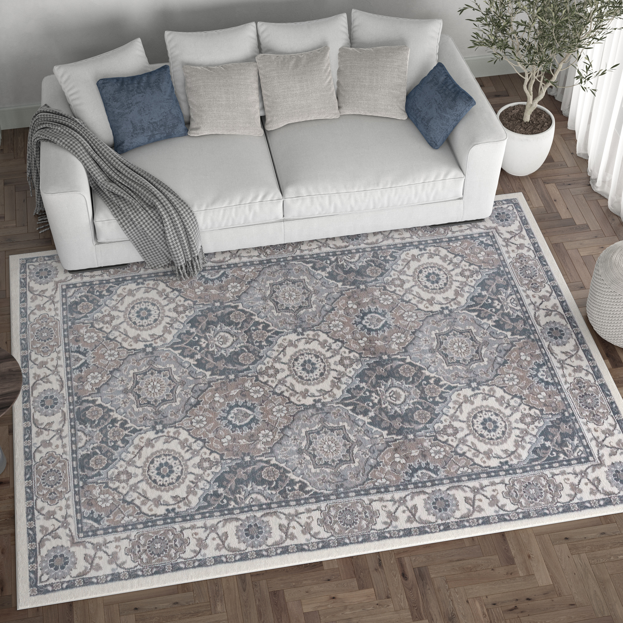 Tayse Rugs Newcomb Traditional Oriental Cream Runner Rug