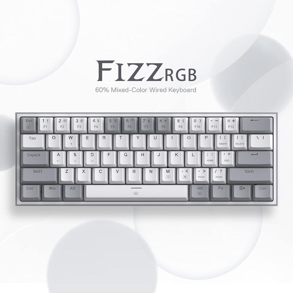 Redragon K617 Fizz 60% Wired RGB Gaming Keyboard, Linear Red Switch
