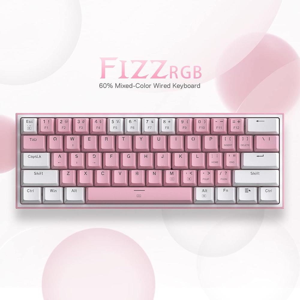 Redragon K617 Fizz 60% Wired RGB Gaming Keyboard, Linear Red