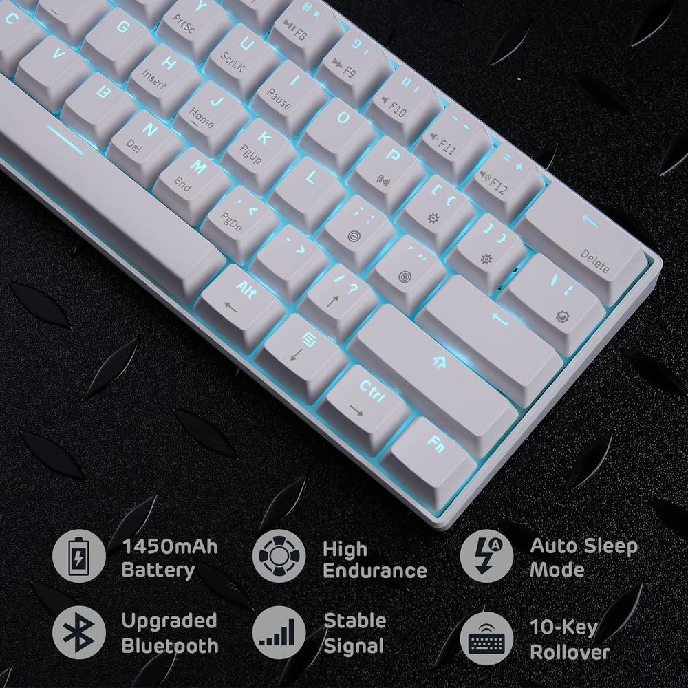 Royal Kludge RK ROYAL KLUDGE RK61 Wireless 60% Mechanical Gaming Keyboard, Red Switch