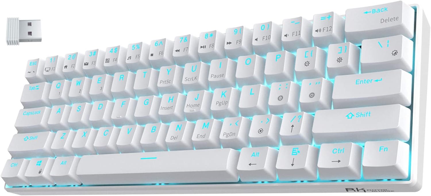 Royal Kludge RK ROYAL KLUDGE RK61 Wireless 60% Mechanical Gaming Keyboard, Blue Switch