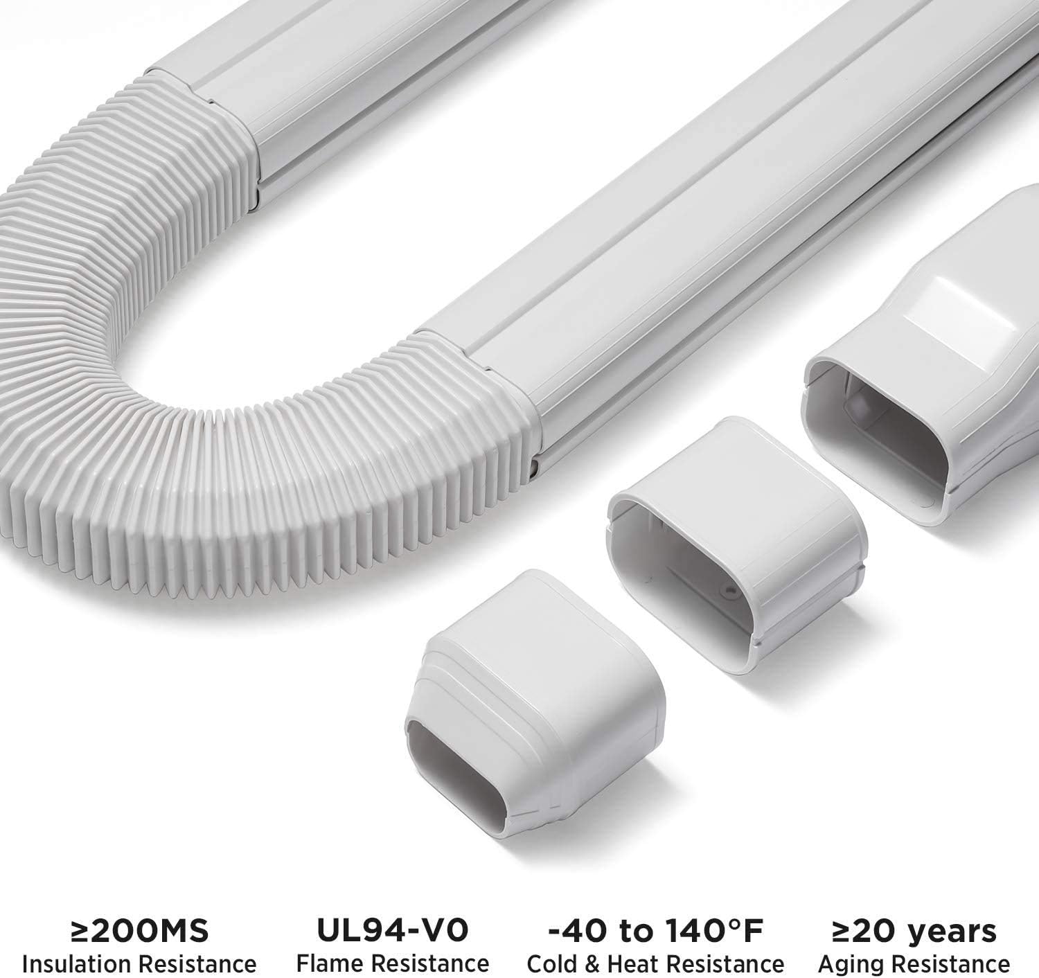 TURBRO 4" W × 7.5' L Decorative PVC Line Cover Kit for Mini Split and Central Air Conditioners, AC Heat Pumps Systems