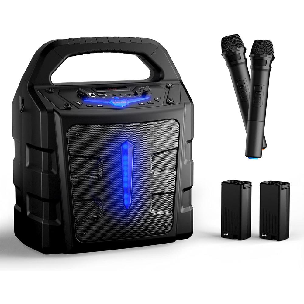 EARISE Vigorowl T65 Portable PA System, 30W Powerful Nonstop Playing Speaker, Bluetooth Karaoke Machine with 2 Microphones
